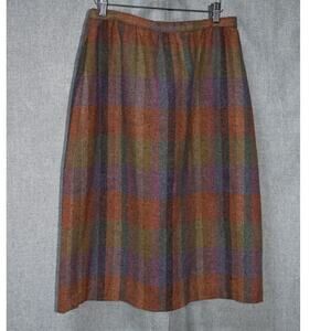 Vintage Century Boston Multicolor Plaid Wool Blend Skirt 14